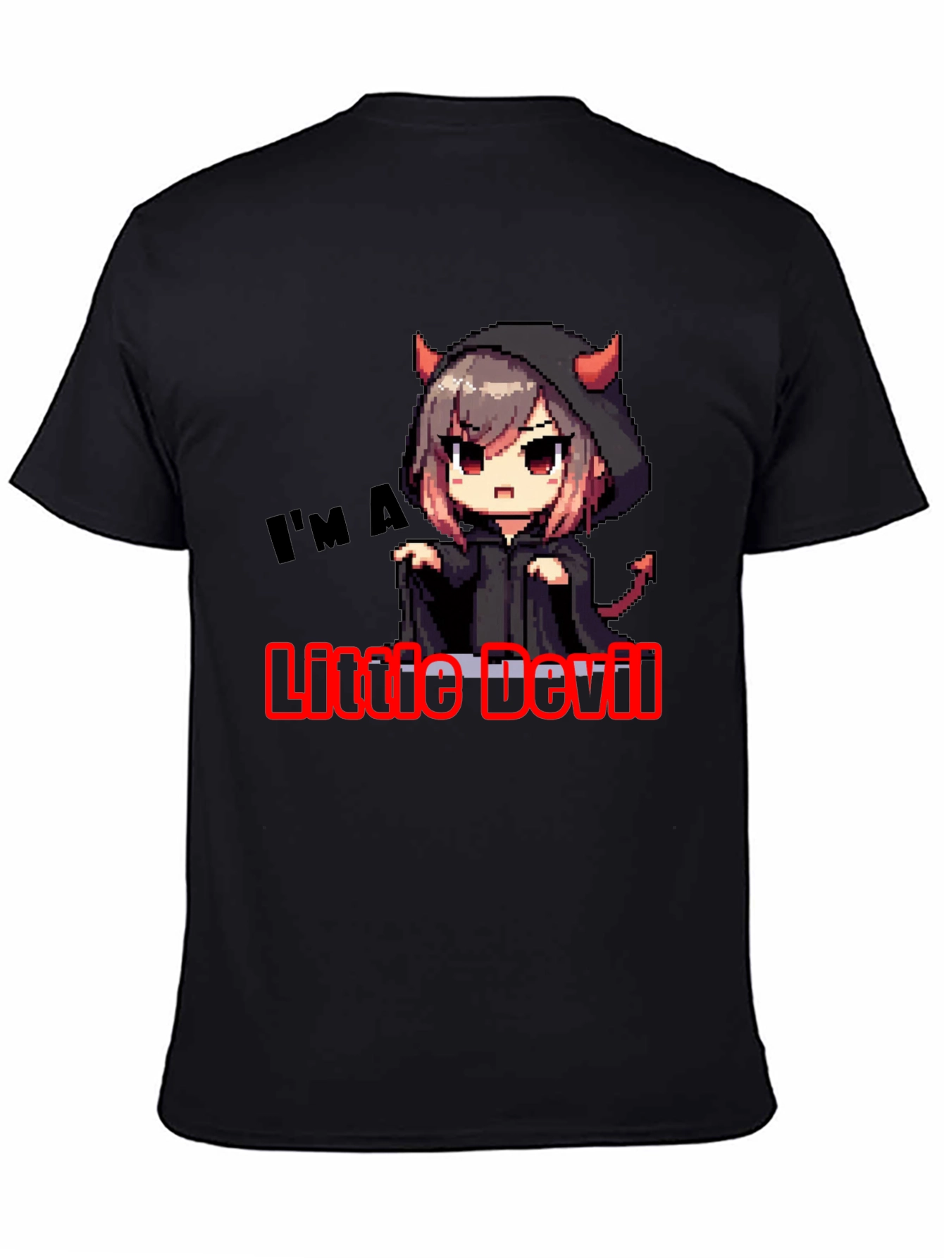 Little Devil Graphic Tee - Black Cotton T-Shirt