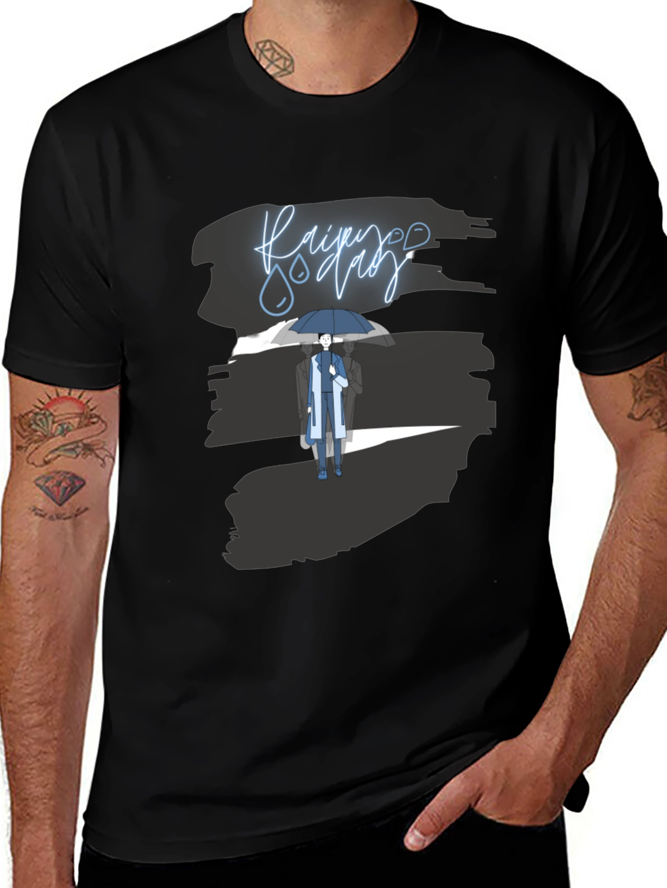 Rainy Day Graphic Tee - Stylish Black T-Shirt