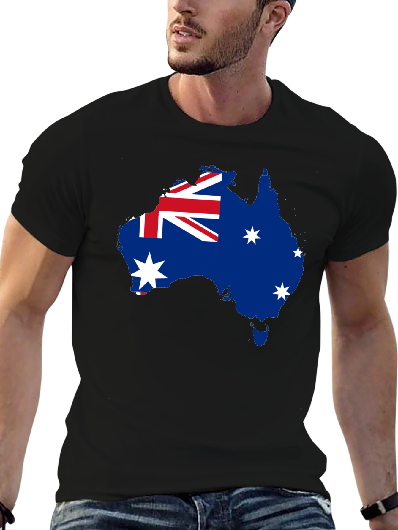 Australia Flag Map Black T-Shirt