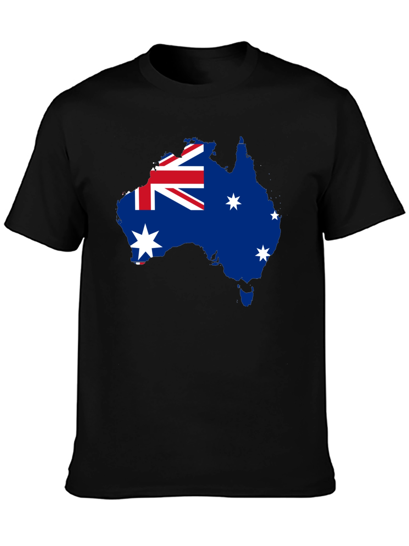Australia Flag Map Black T-Shirt
