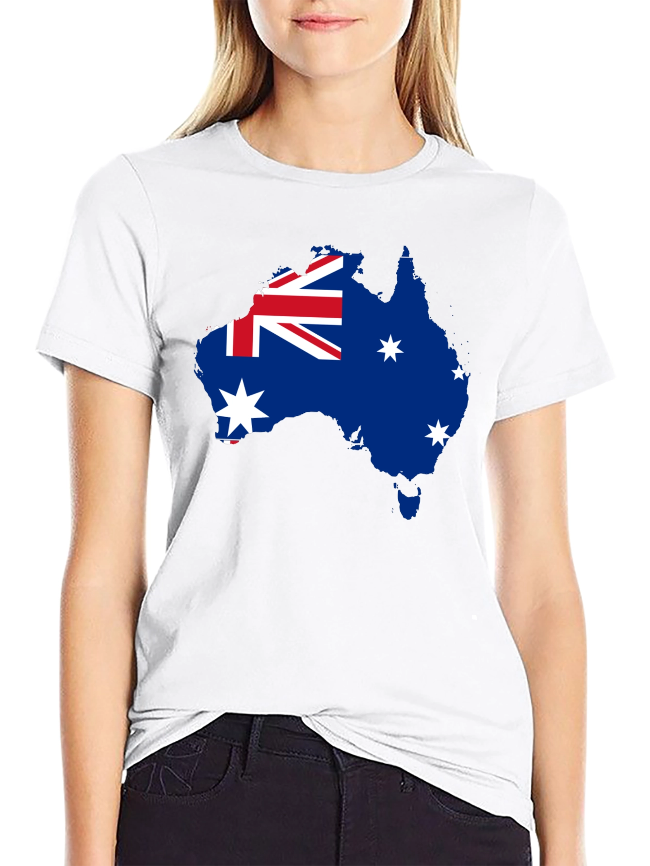 Australia Flag Map Black T-Shirt