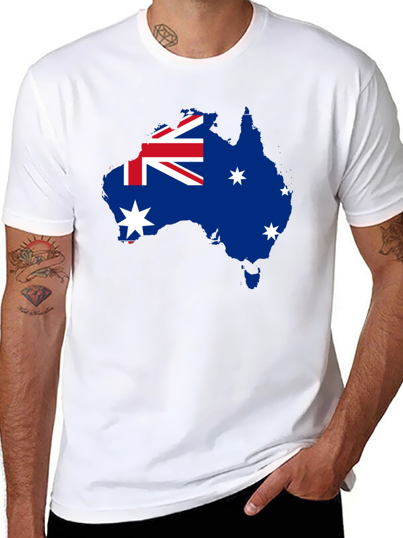 Australia Flag Map Black T-Shirt