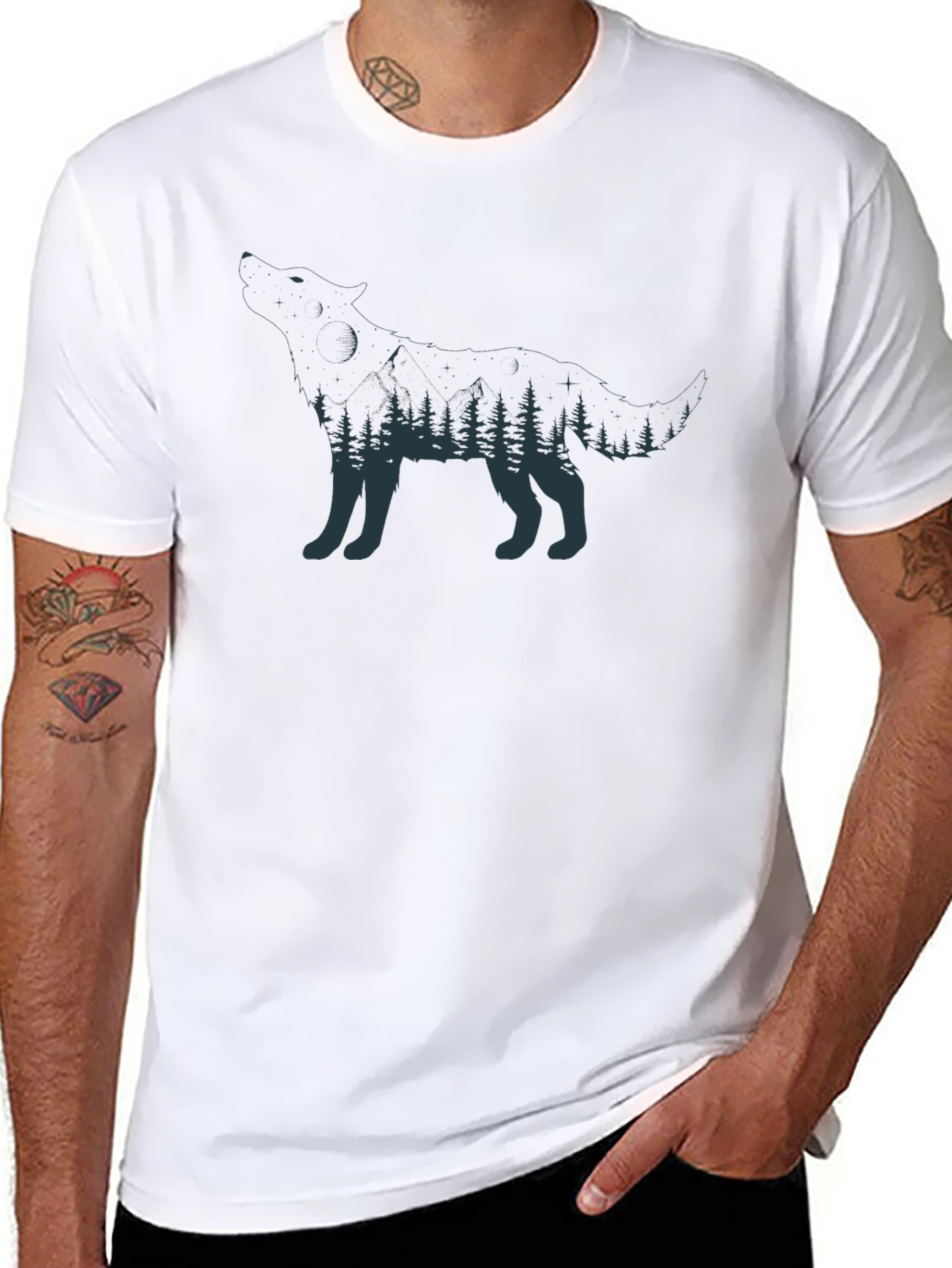 Wolf Forest Graphic Black T-Shirt