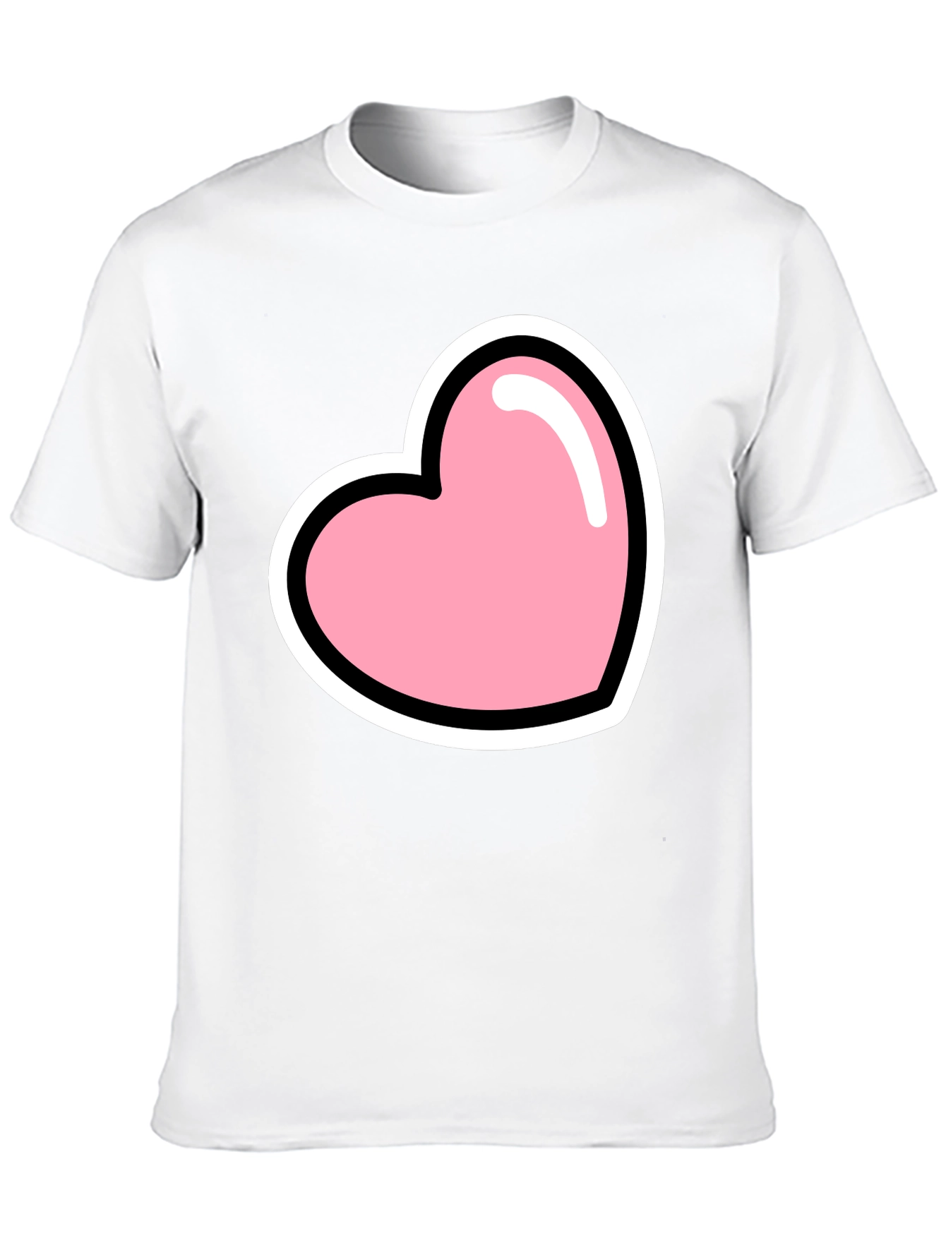 Pink Heart Graphic Black T-Shirt Casual