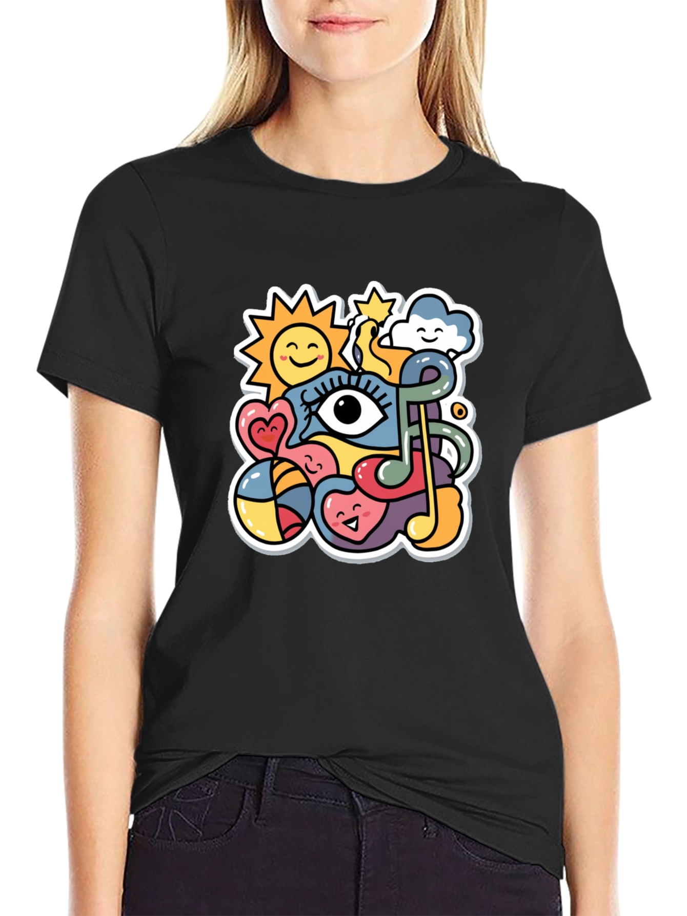 Funky Doodle Black T-Shirt
