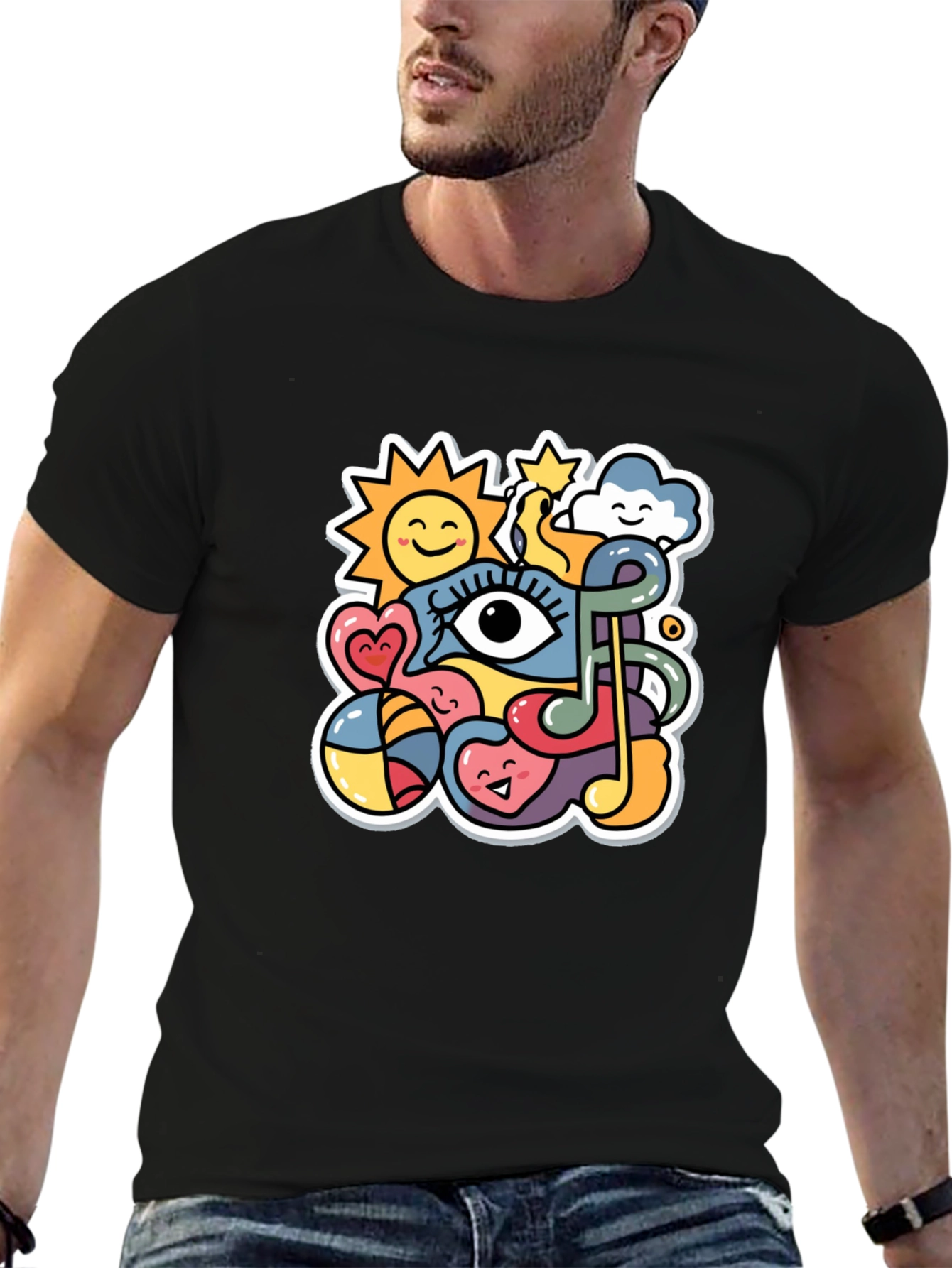 Funky Doodle Black T-Shirt