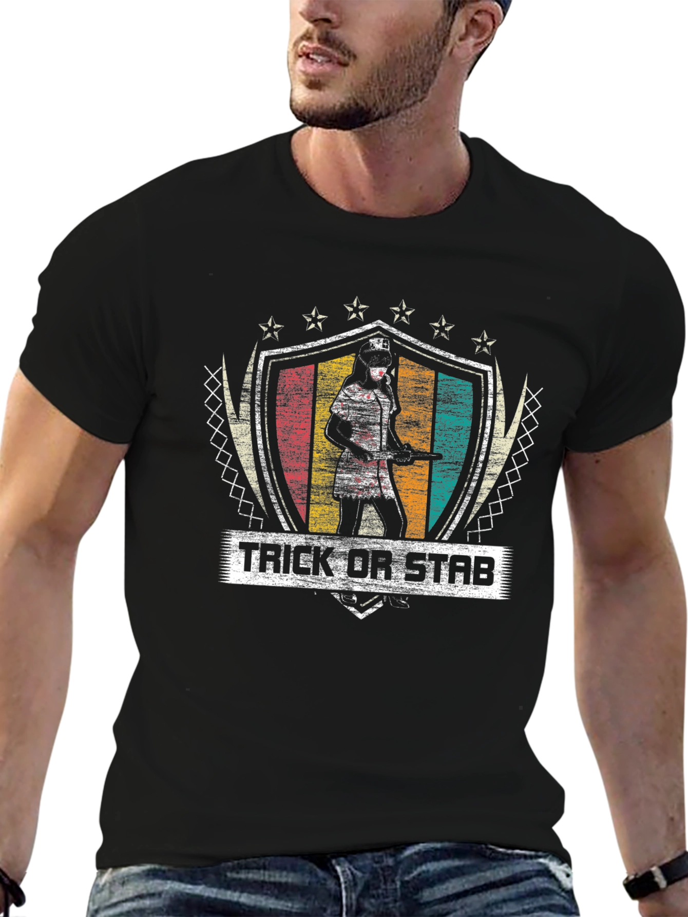 Trick or Stab T-Shirt Halloween Nurse
