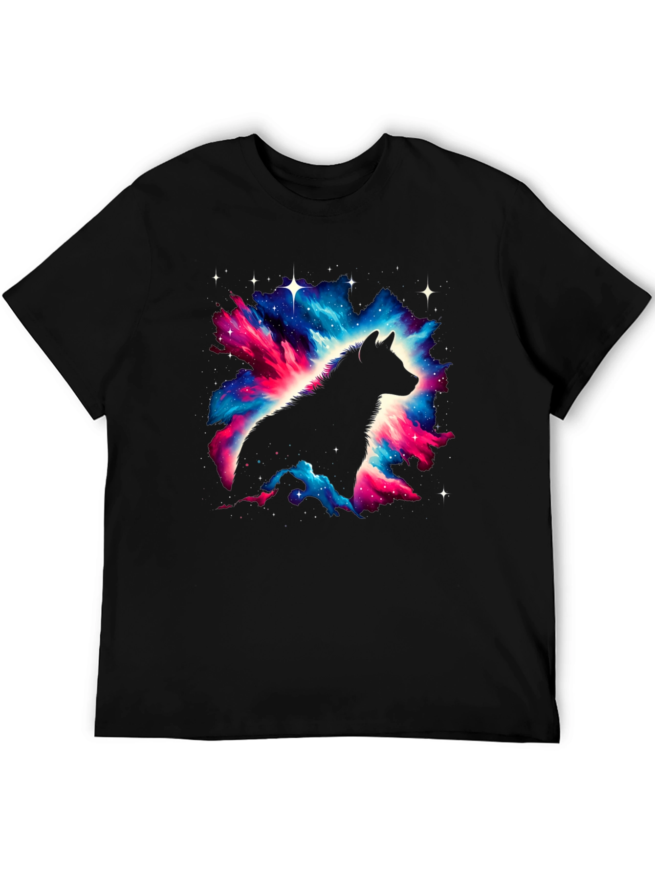 Galaxy Wolf Graphic Tee - Black