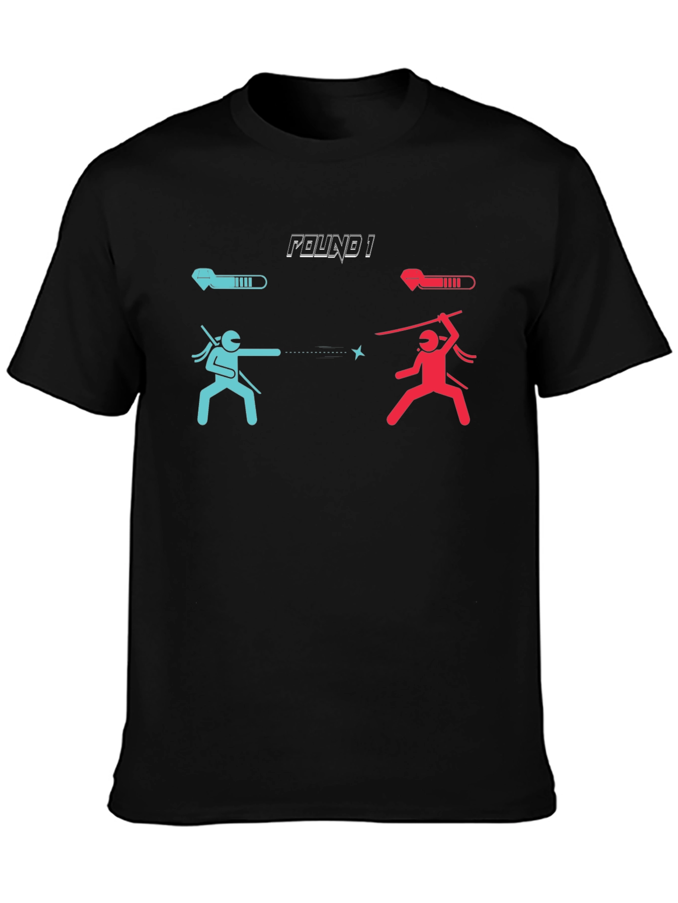 Round 1 Black Graphic Tee: Ninja Duel