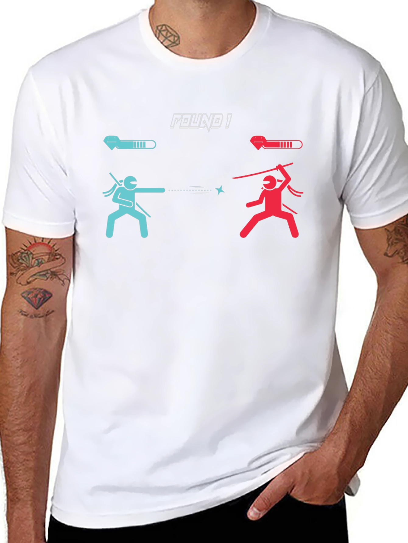 Round 1 Black Graphic Tee: Ninja Duel