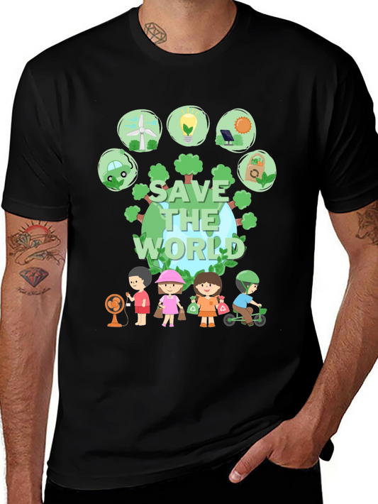 Eco-Friendly Save the World Graphic T-Shirt