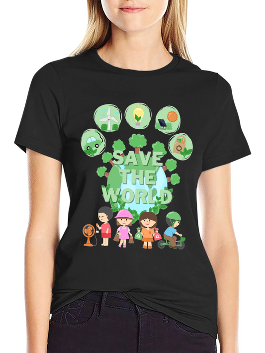 Eco-Friendly Save the World Graphic T-Shirt