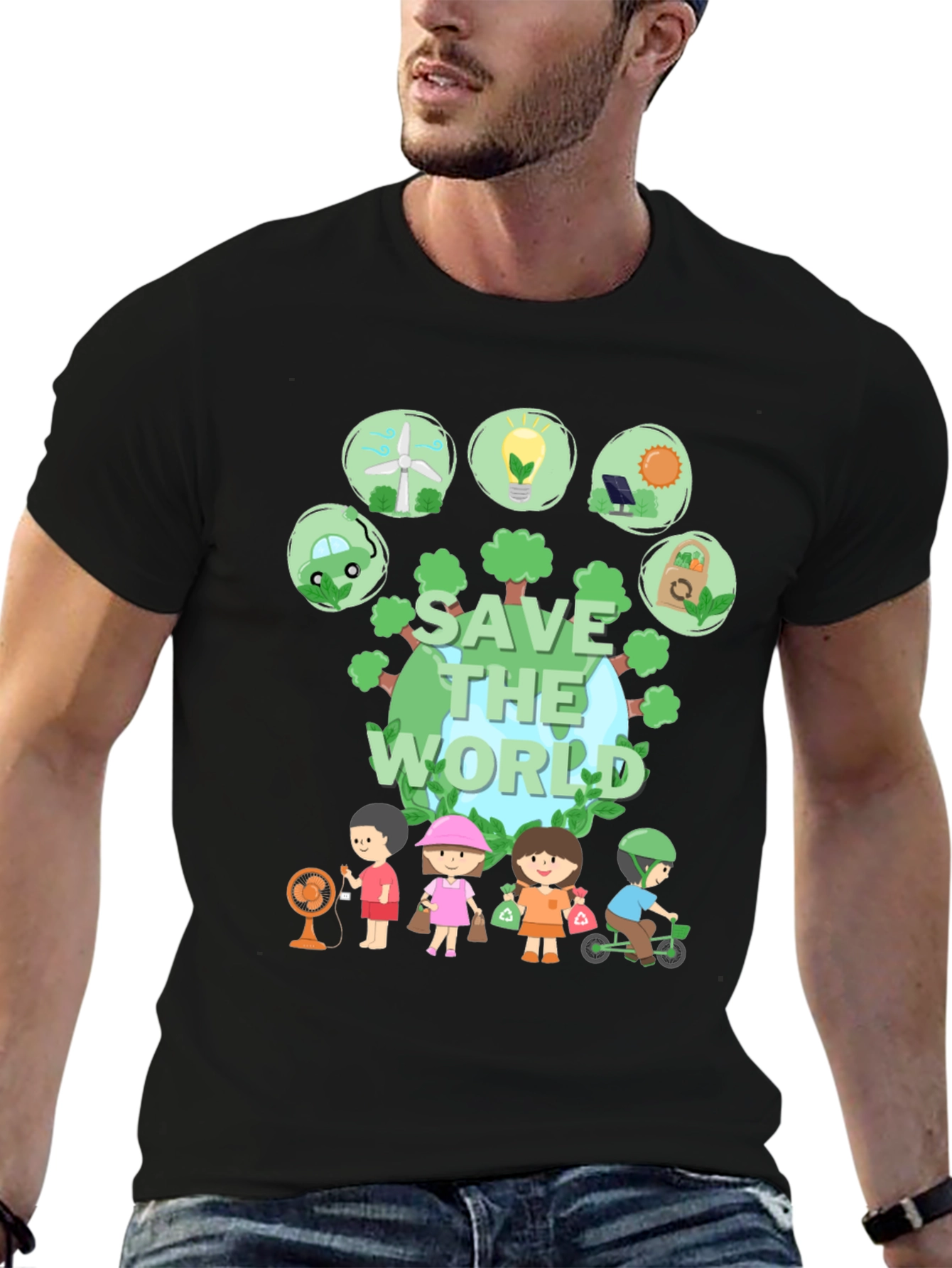 Eco-Friendly Save the World Graphic T-Shirt