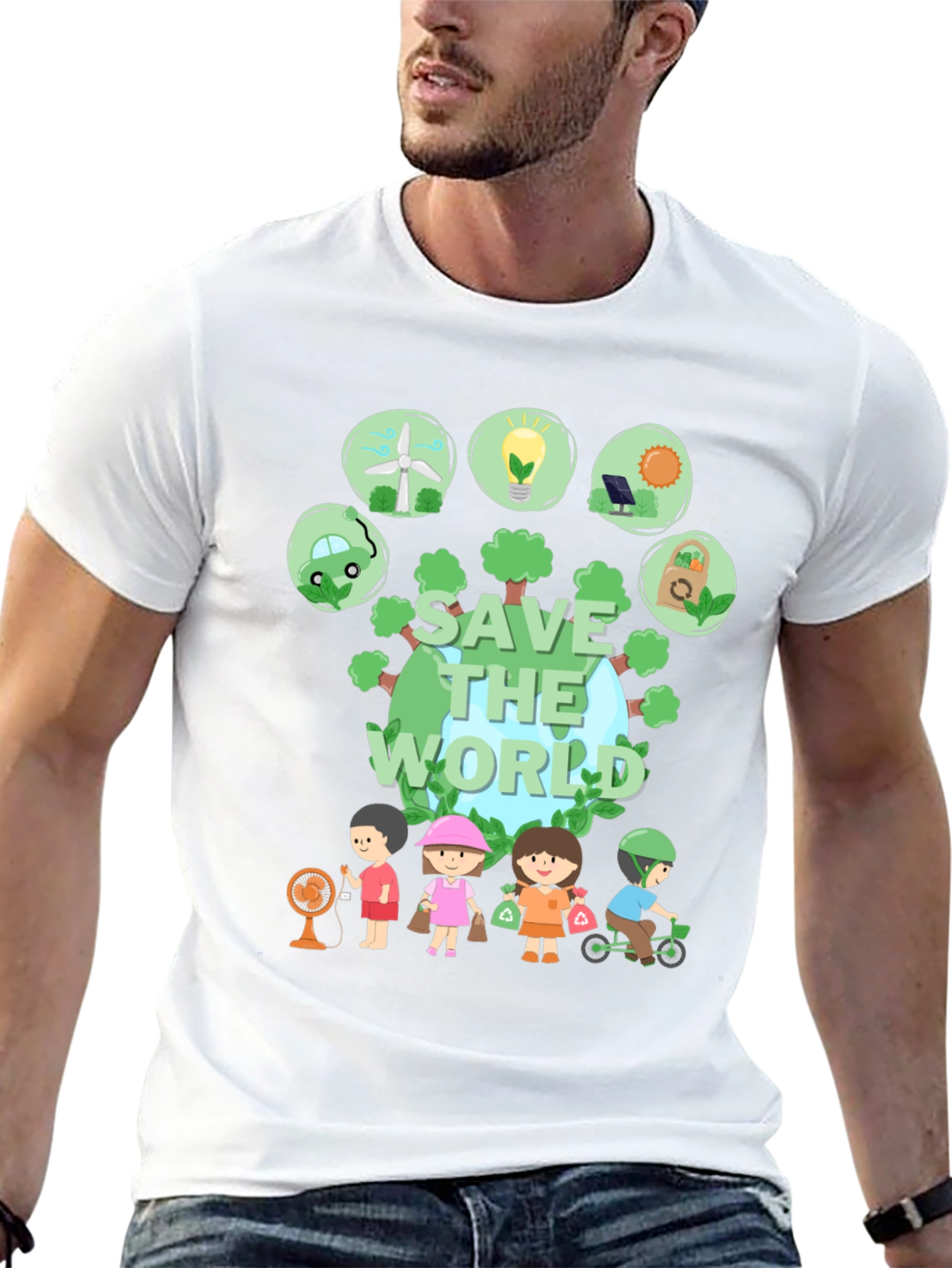 Eco-Friendly Save the World Graphic T-Shirt