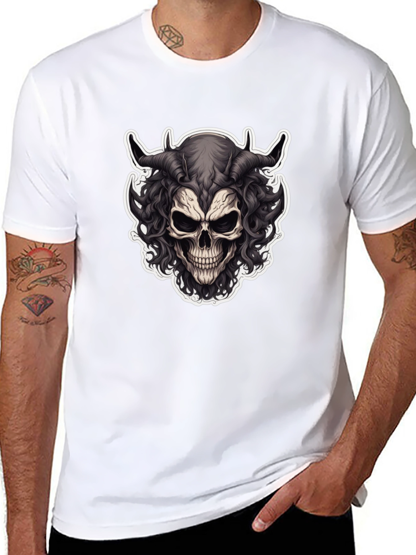 Skull Demon Graphic Tee - Mens Black T-Shirt