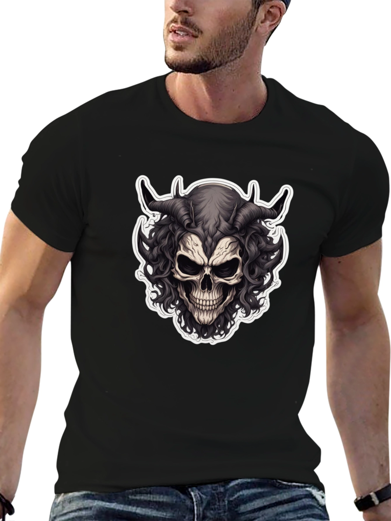 Skull Demon Graphic Tee - Mens Black T-Shirt