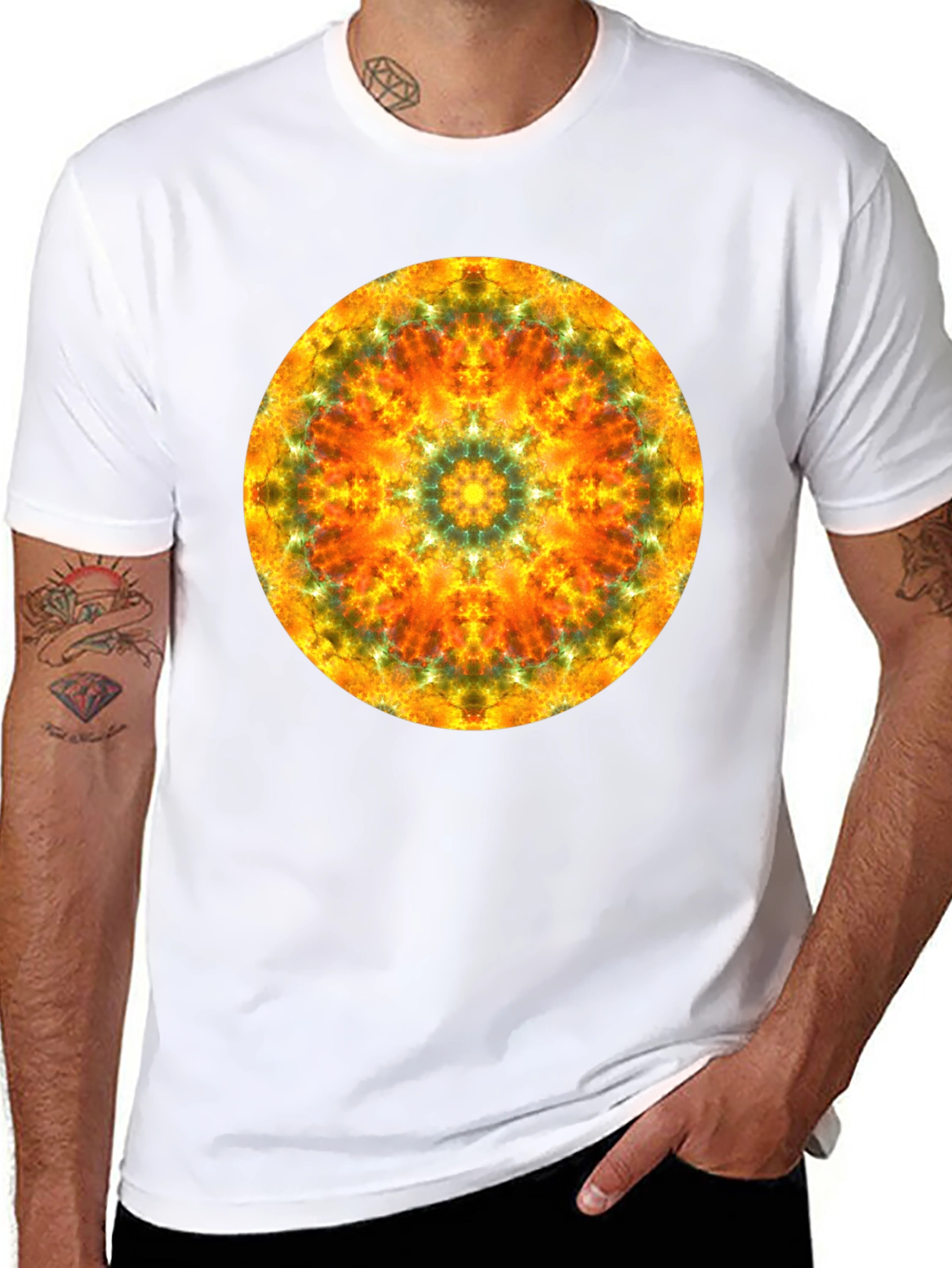 Vibrant Mandala Graphic Black T-Shirt