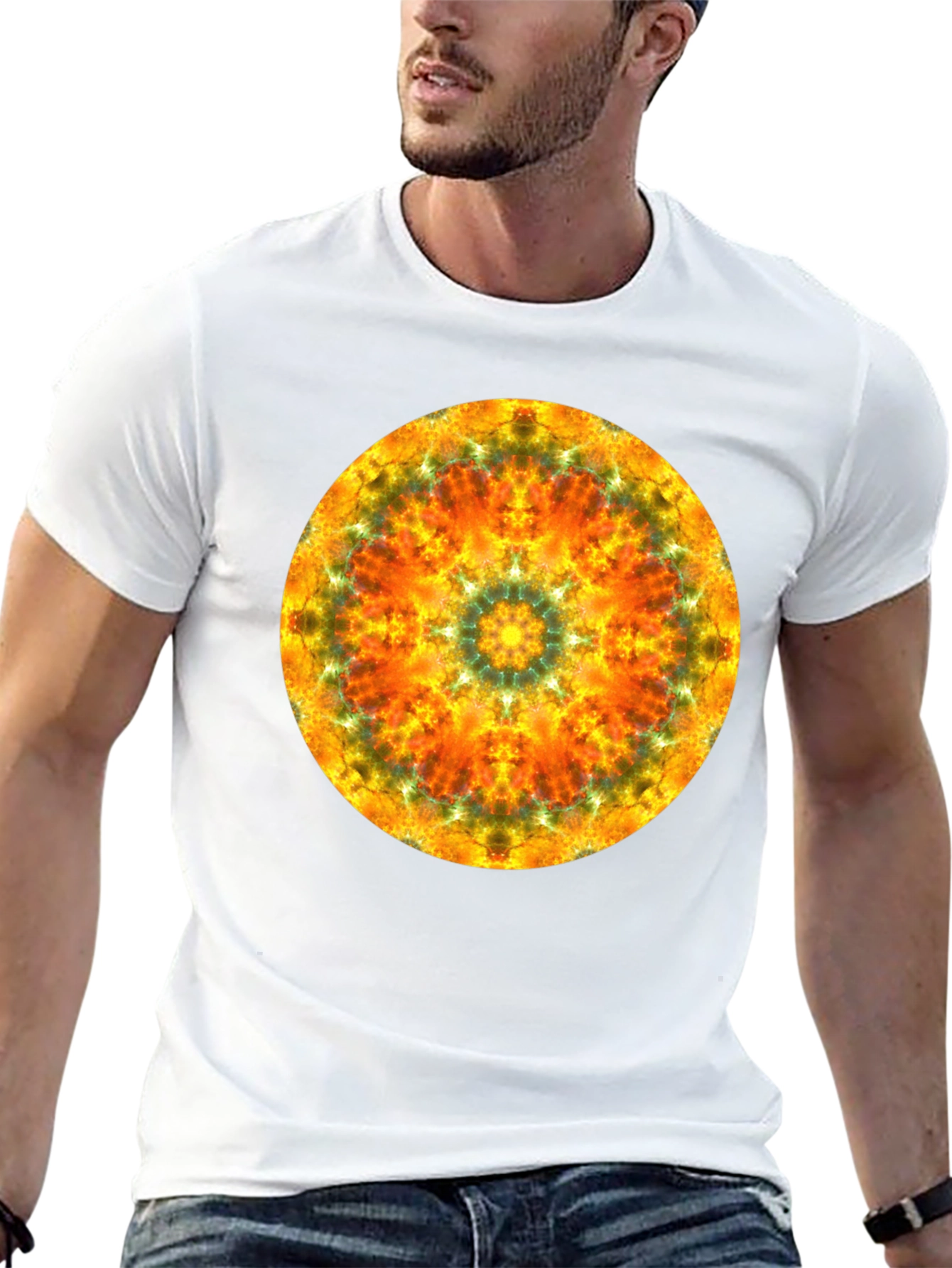 Vibrant Mandala Graphic Black T-Shirt