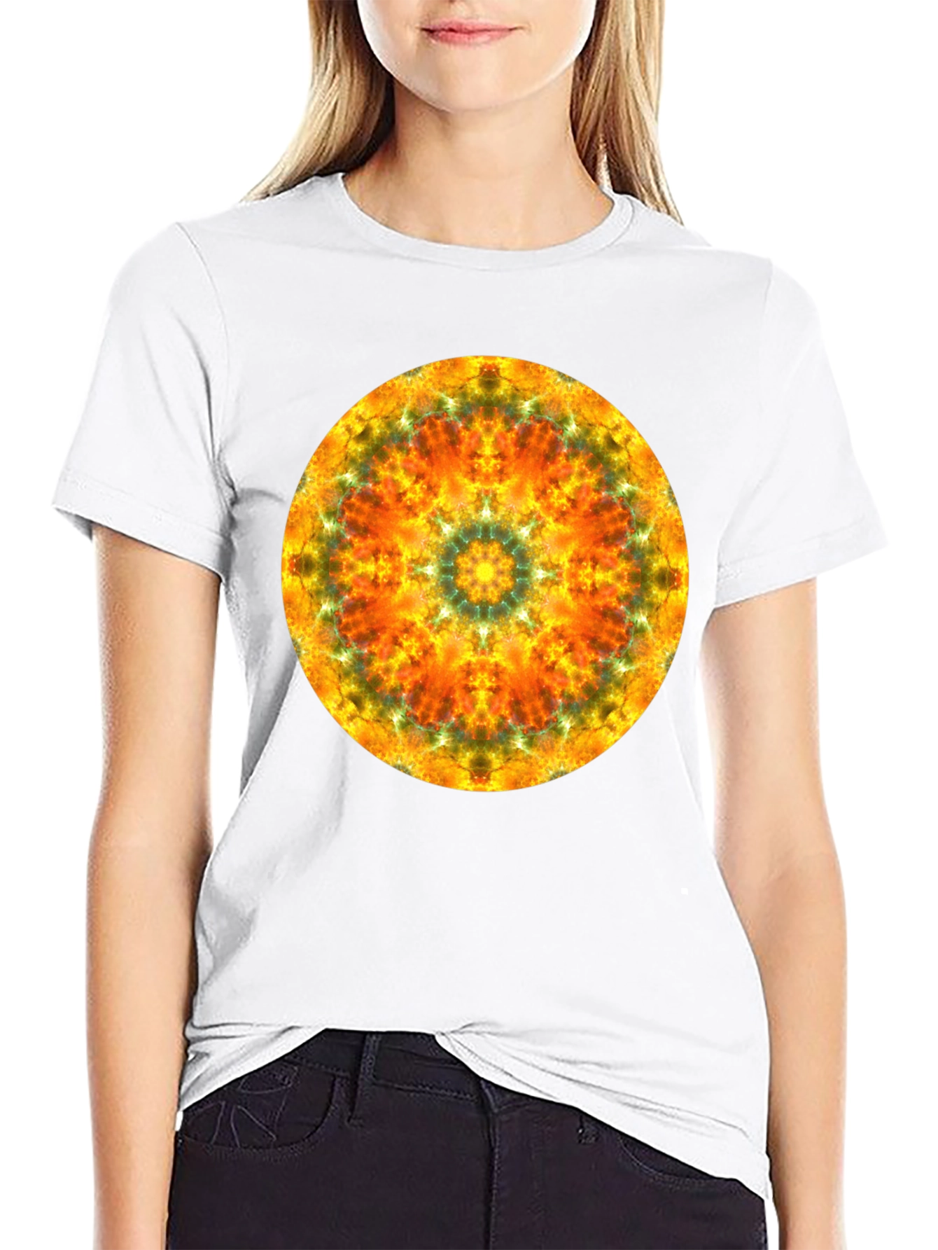Vibrant Mandala Graphic Black T-Shirt