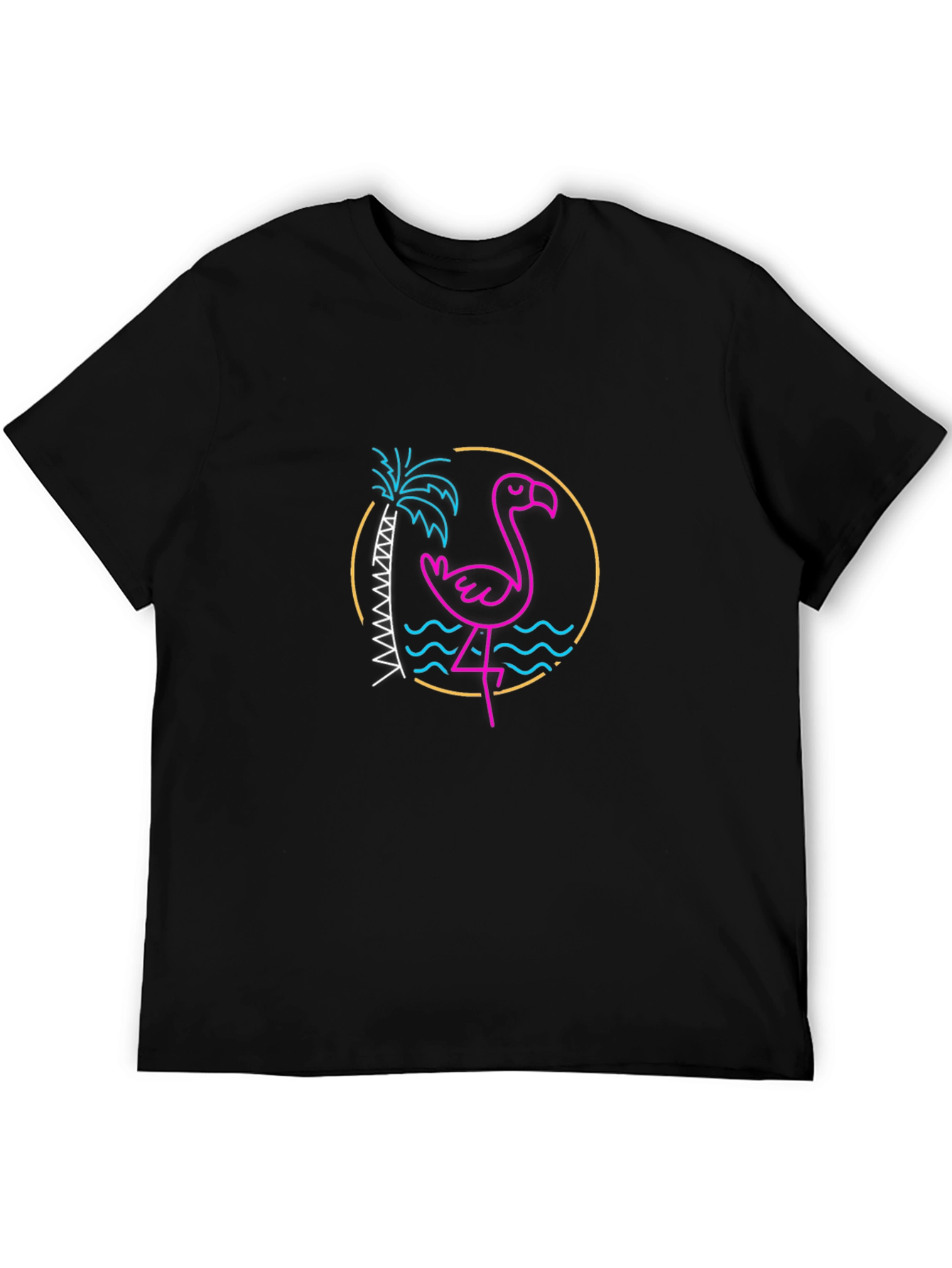 Neon Flamingo Graphic Tee - Tropical Vibes