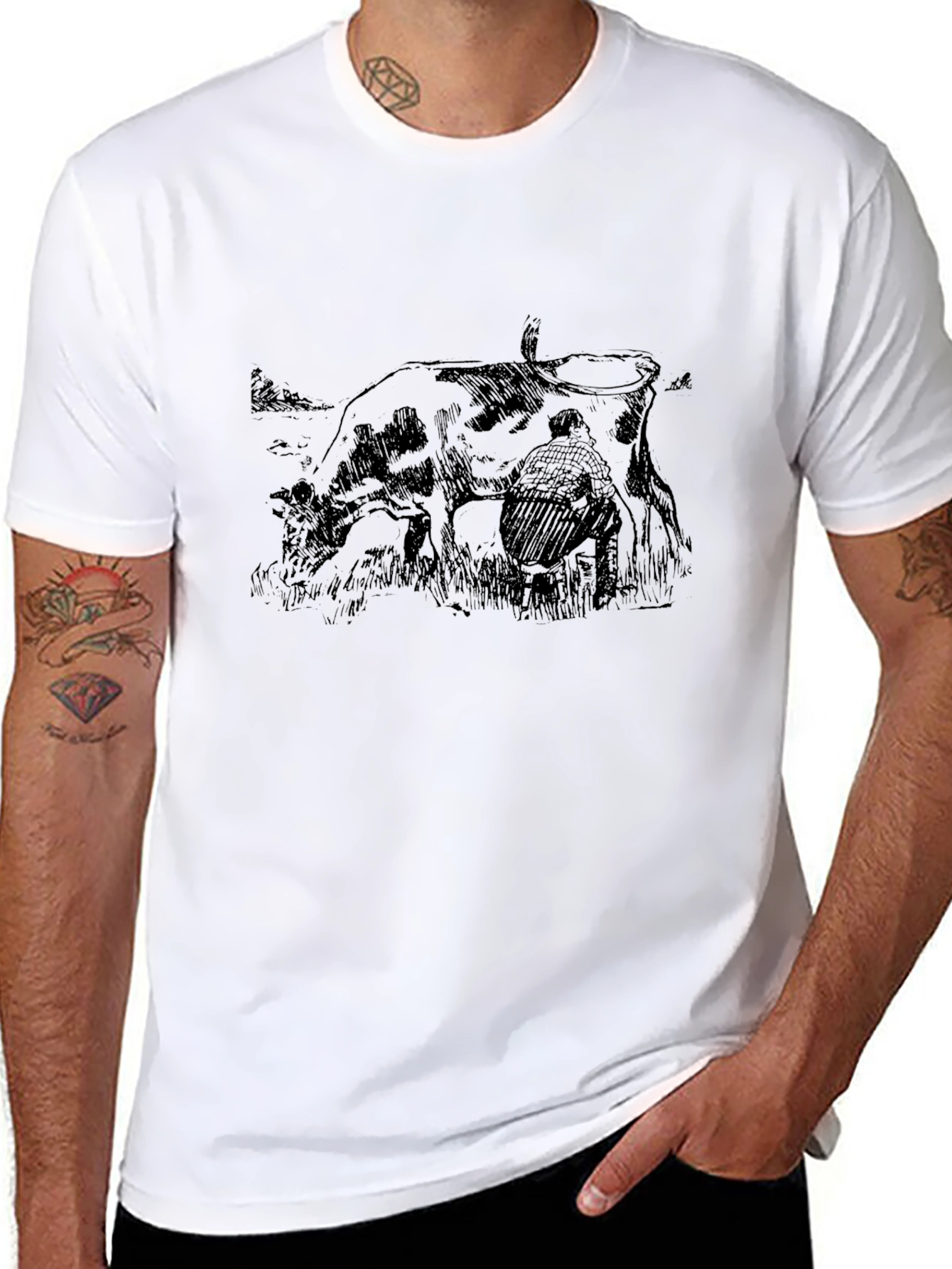Cow Milking Graphic Tee - Classic Comfort