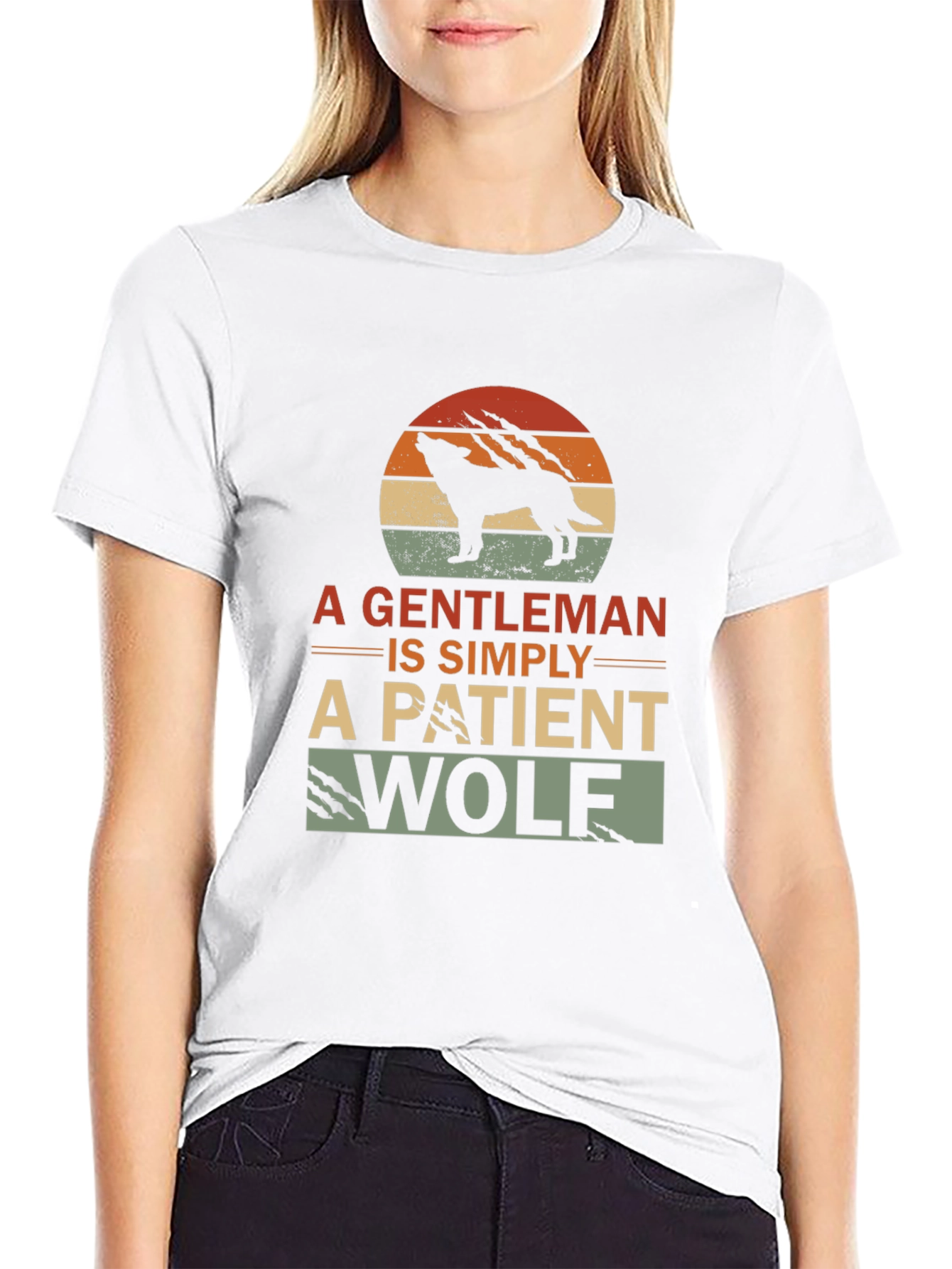 Gentleman Wolf Graphic T-Shirt - Black