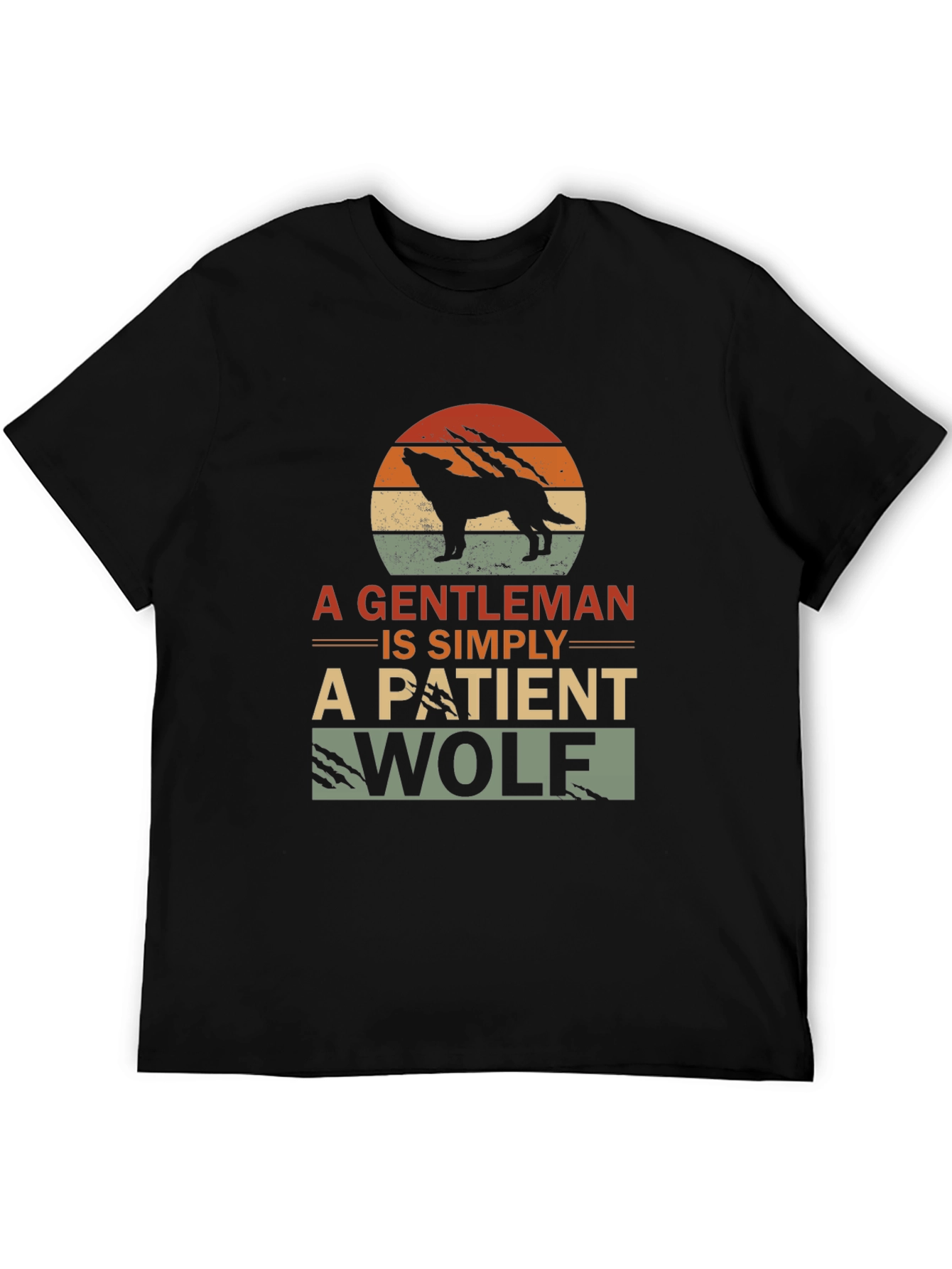 Gentleman Wolf Graphic T-Shirt - Black
