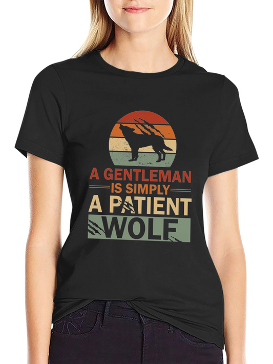Gentleman Wolf Graphic T-Shirt - Black