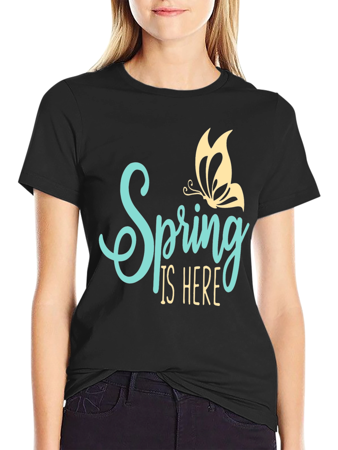 Spring is Here Graphic Tee - Butterfly Design