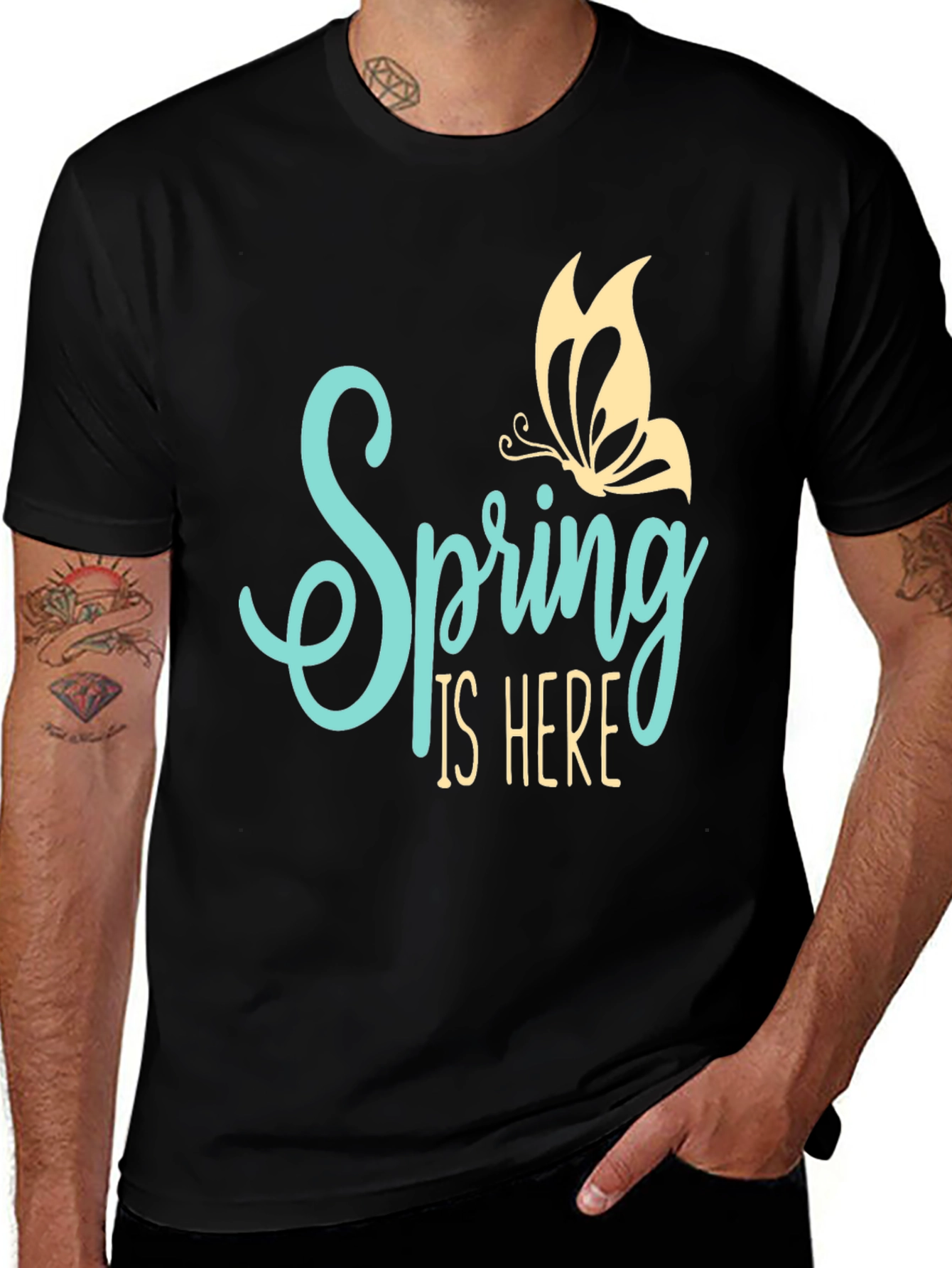 Spring is Here Graphic Tee - Butterfly Design