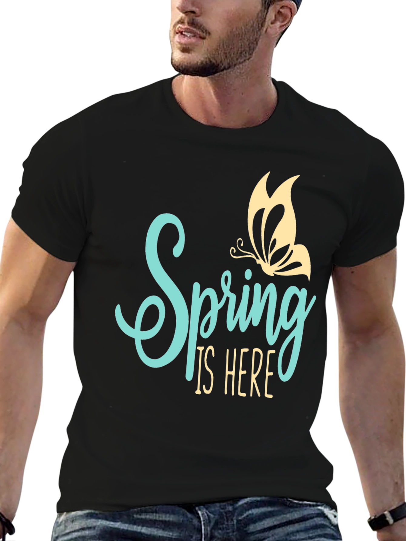 Spring is Here Graphic Tee - Butterfly Design