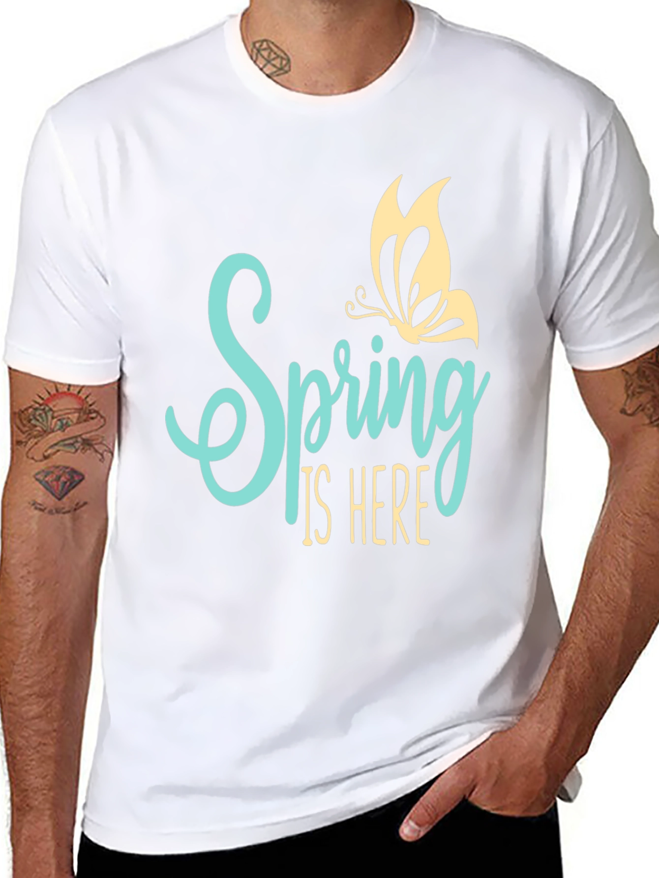 Spring is Here Graphic Tee - Butterfly Design
