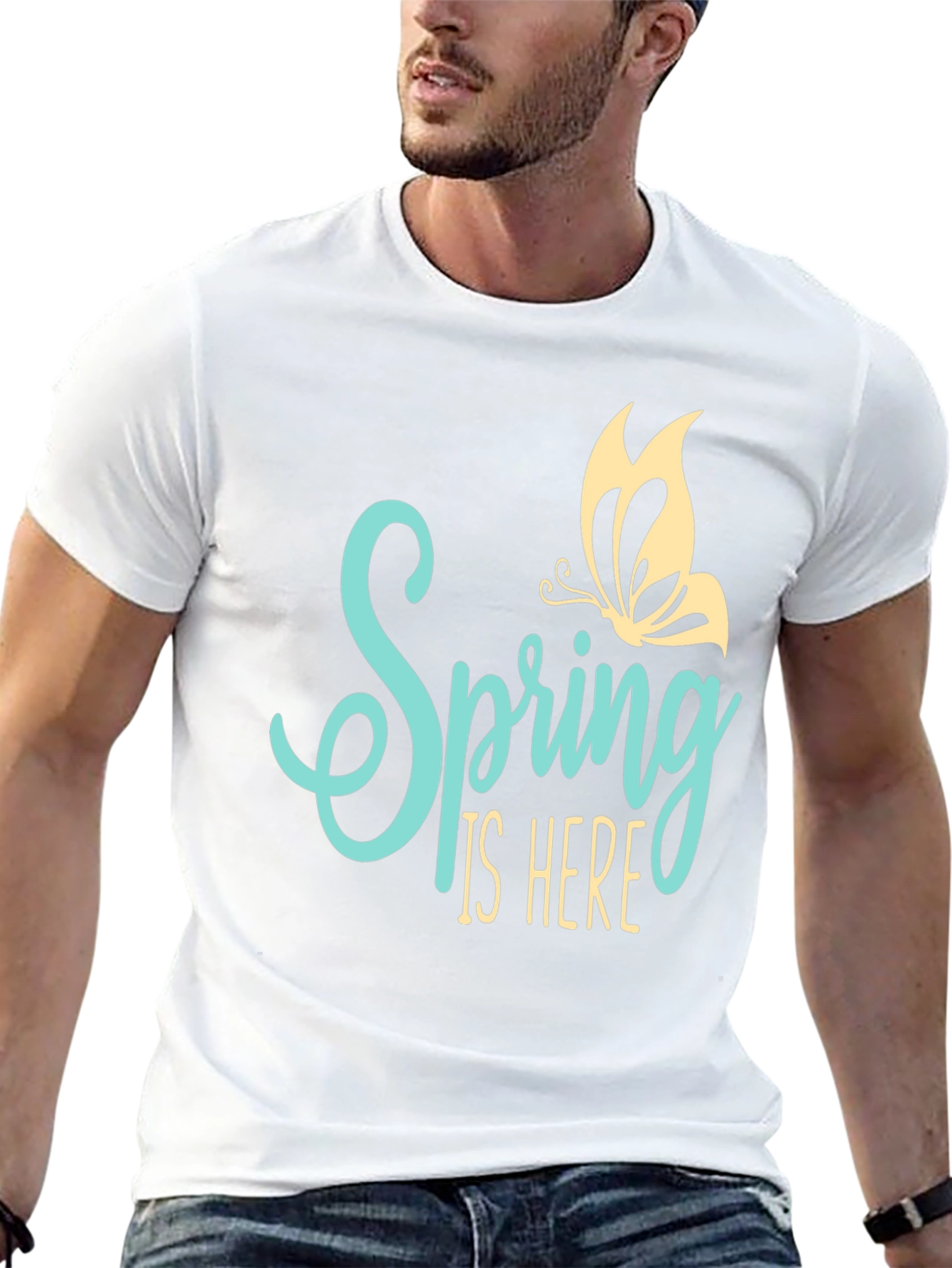 Spring is Here Graphic Tee - Butterfly Design