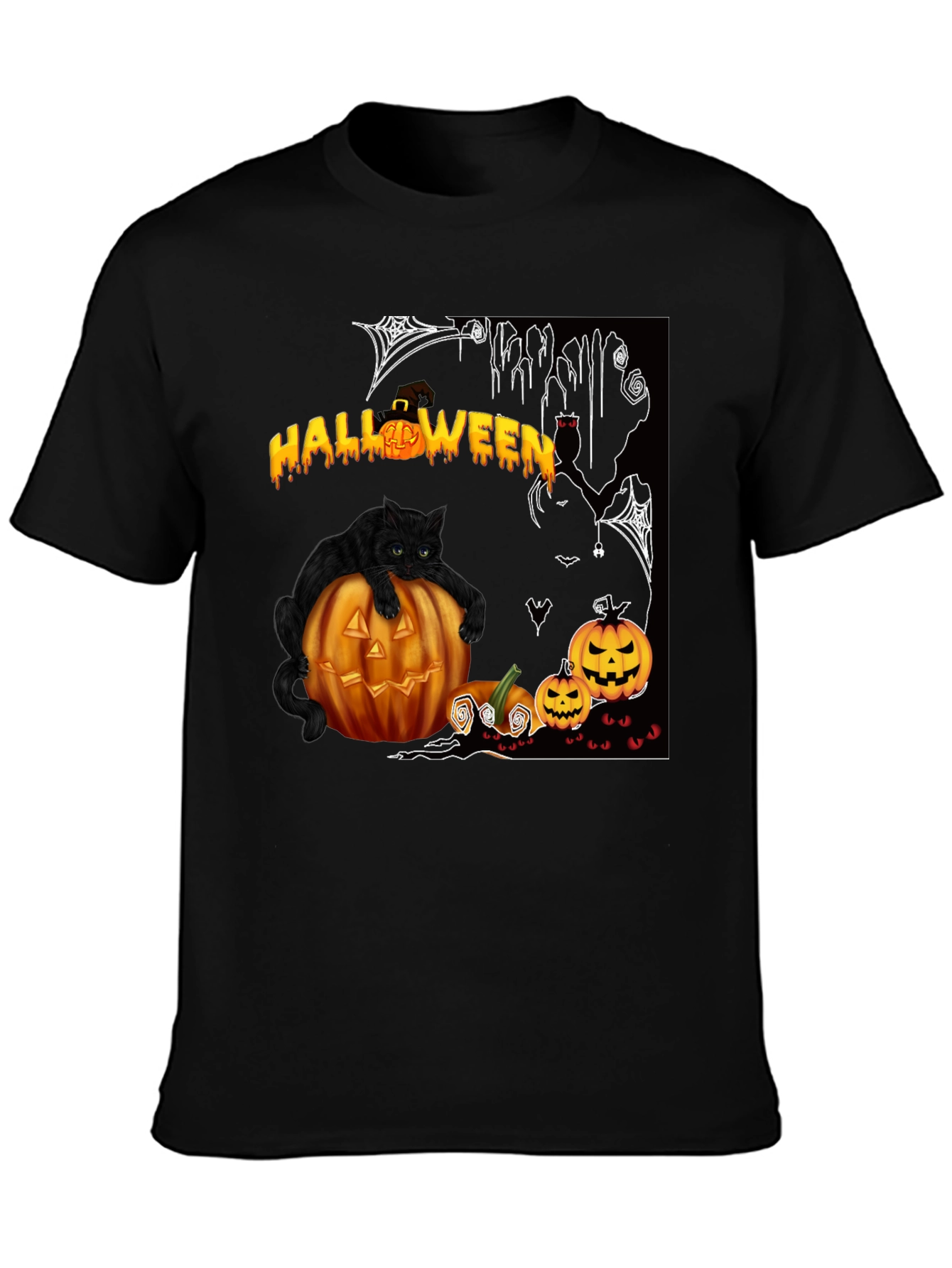 Halloween Cat & Pumpkin T-Shirt - Spooky Season