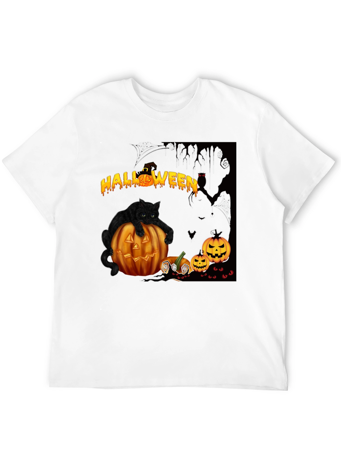 Halloween Cat & Pumpkin T-Shirt - Spooky Season