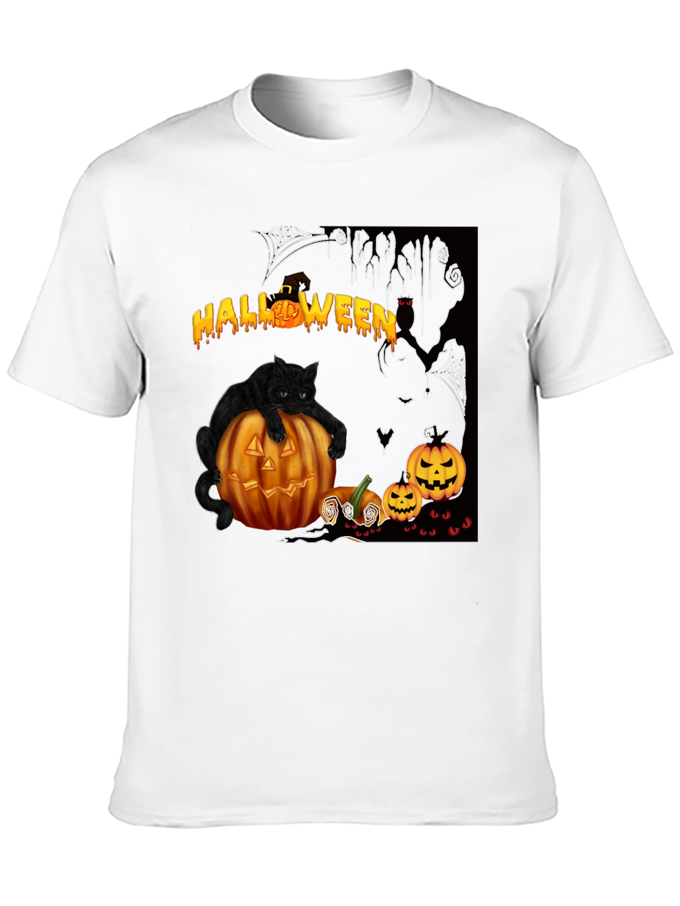 Halloween Cat & Pumpkin T-Shirt - Spooky Season