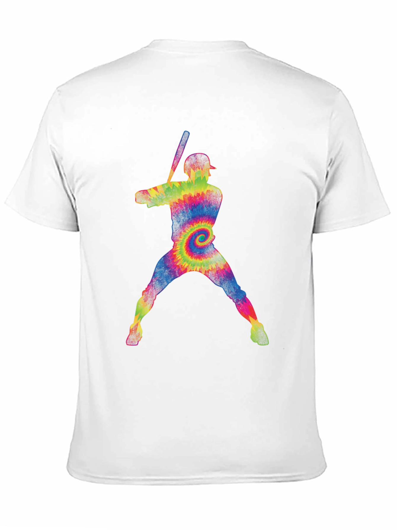 Tie-Dye Baseball Player Graphic T-Shirt
