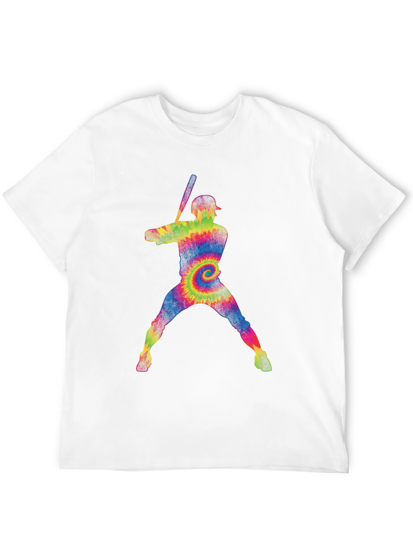 Tie-Dye Baseball Player Graphic T-Shirt