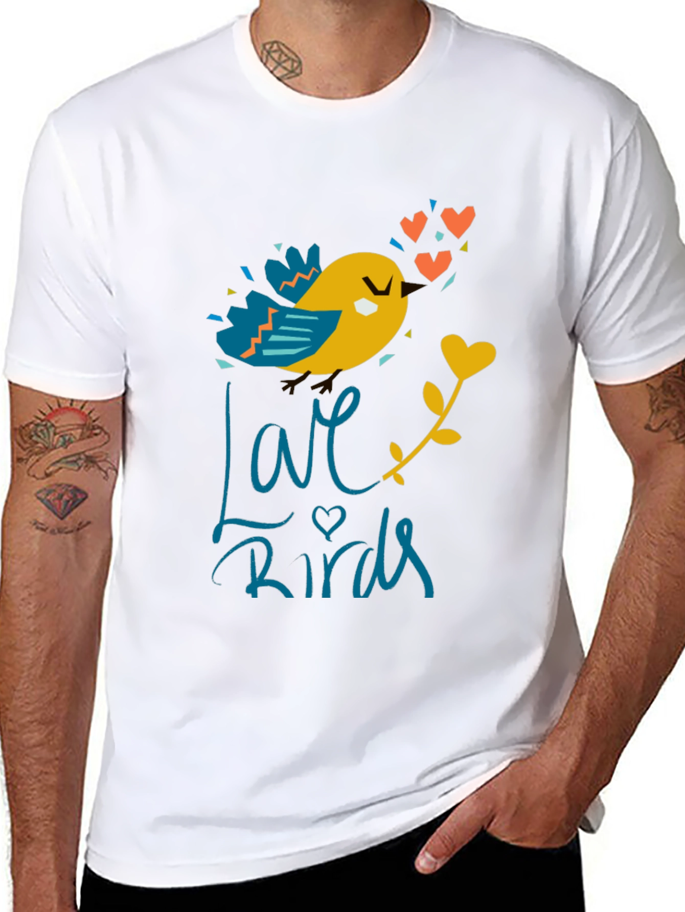 Love Birds Graphic T-Shirt - Cute Bird Design