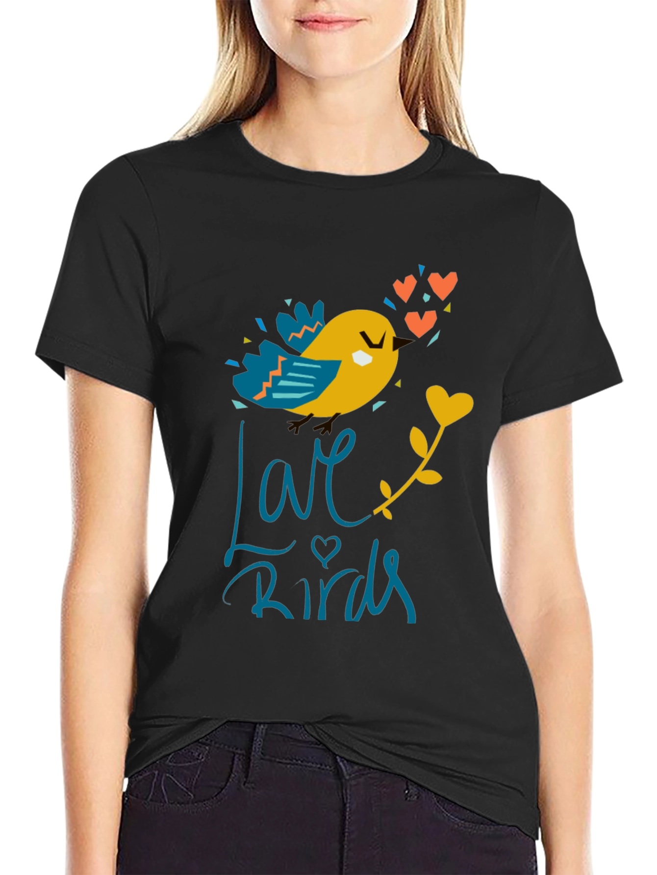 Love Birds Graphic T-Shirt - Cute Bird Design