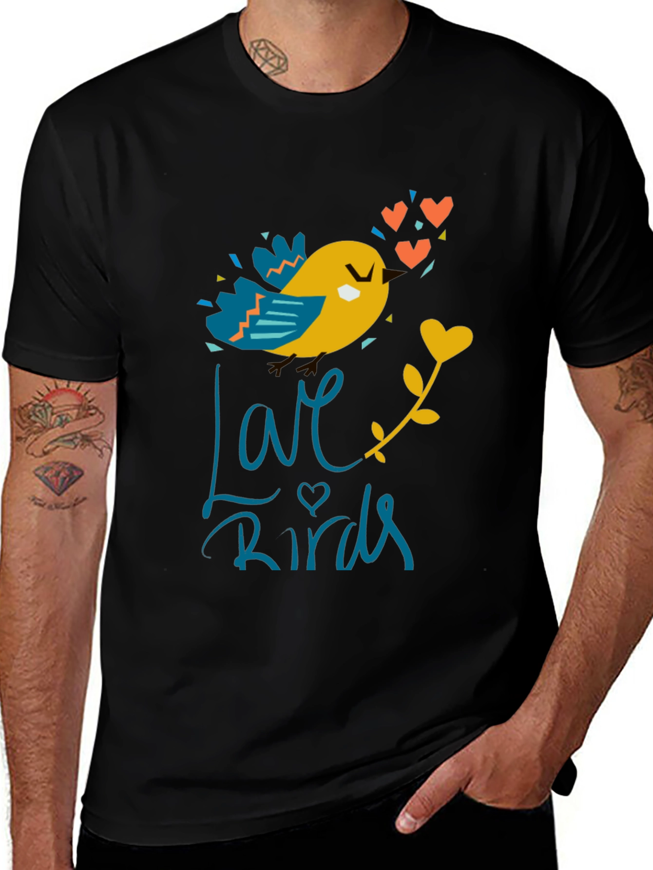 Love Birds Graphic T-Shirt - Cute Bird Design