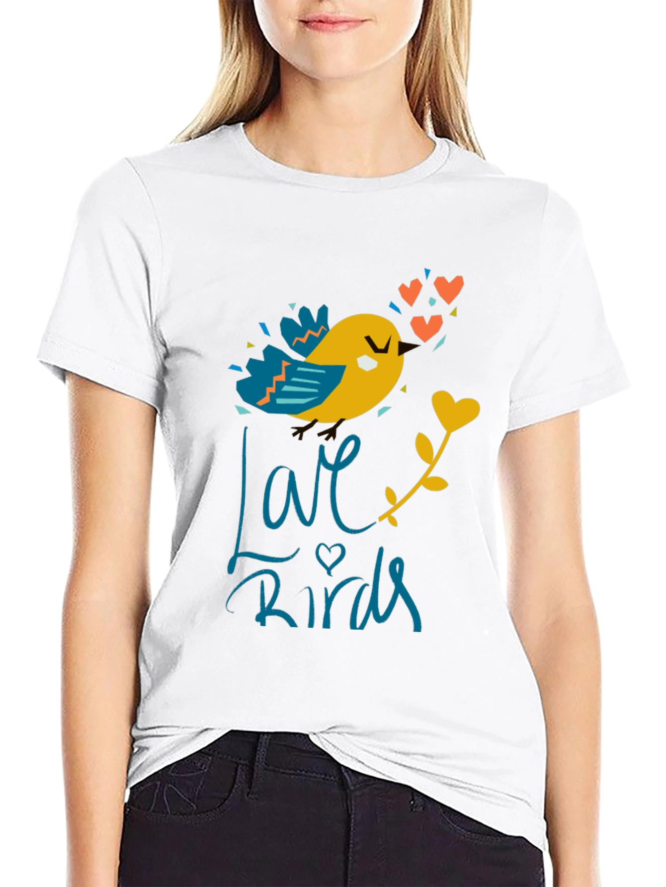 Love Birds Graphic T-Shirt - Cute Bird Design