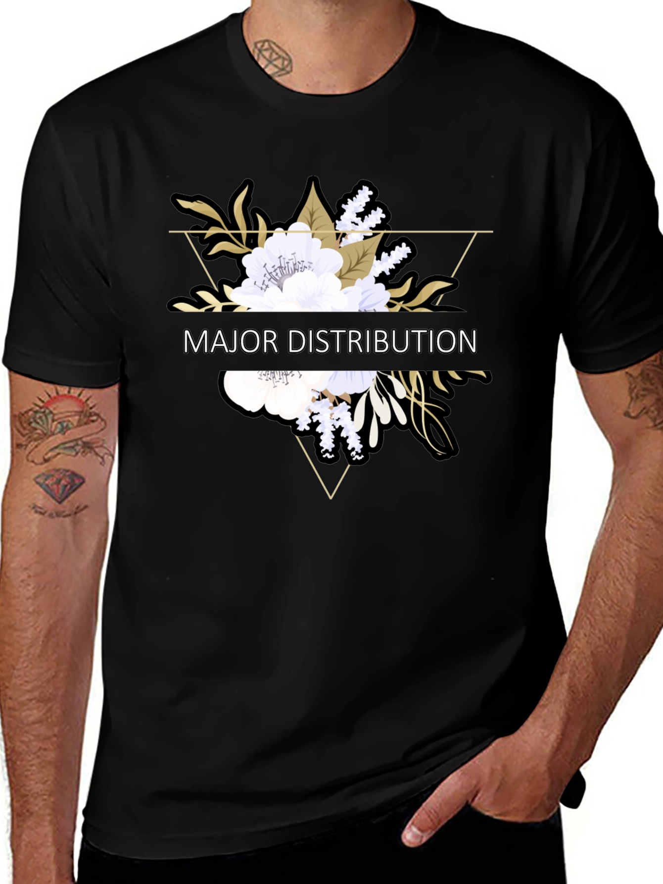Major Distribution Floral Graphic Tee - Black