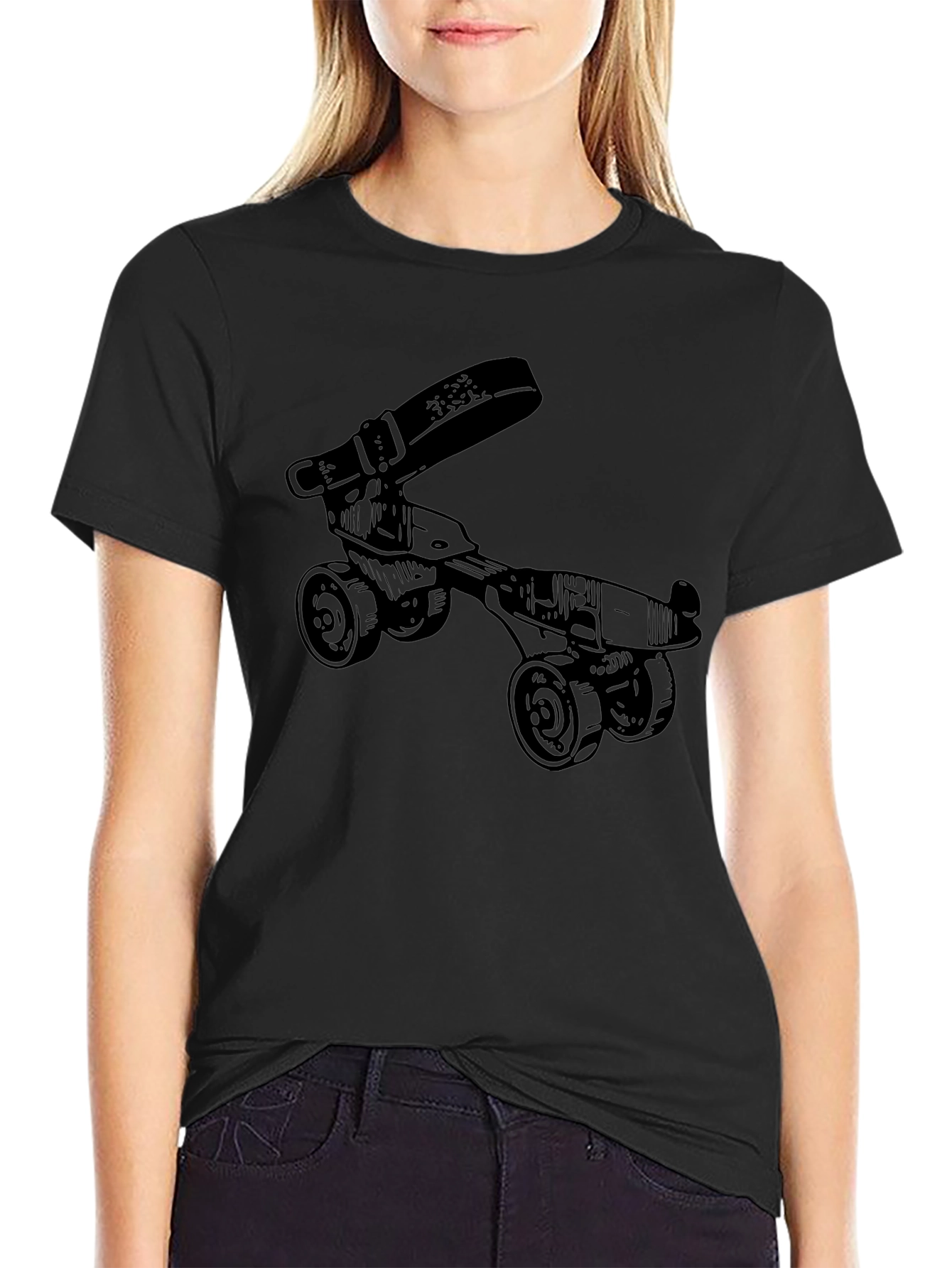 Novelty Roller Skate T-Shirt - Retro Style Black Tee