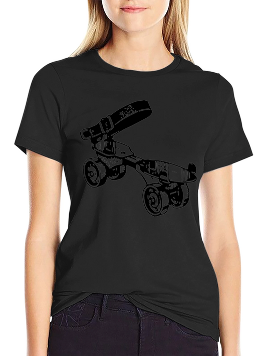 Novelty Roller Skate T-Shirt - Retro Style Black Tee