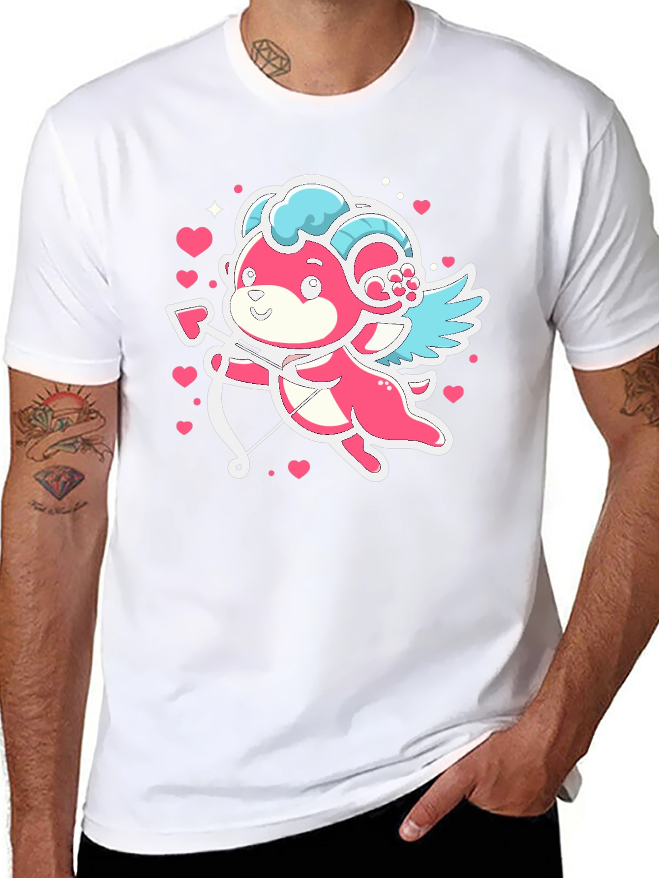 Cupid Bear Graphic Tee - Black Cotton Blend