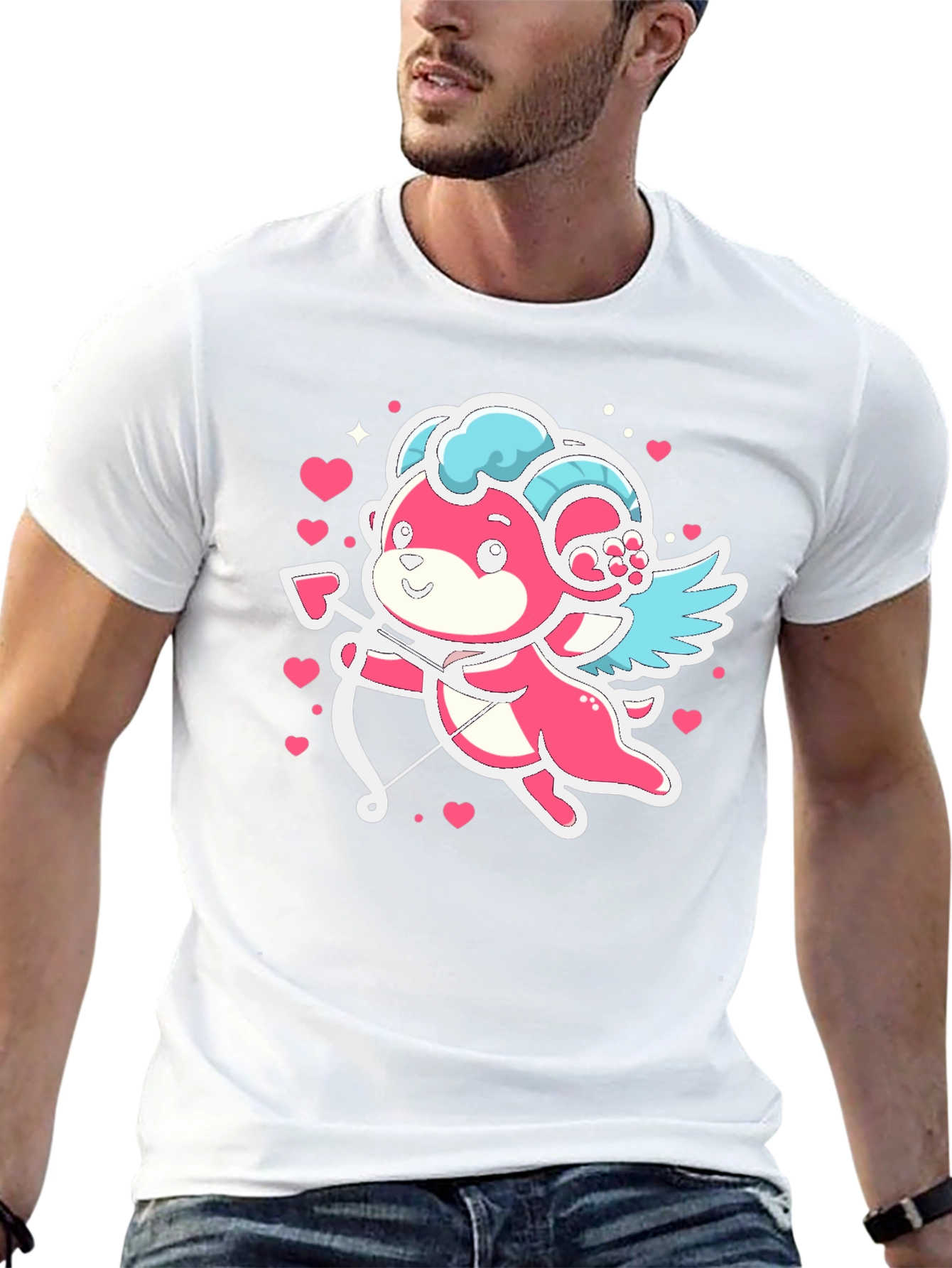 Cupid Bear Graphic Tee - Black Cotton Blend