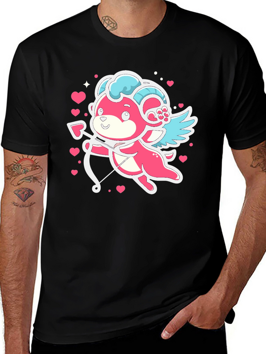 Cupid Bear Graphic Tee - Black Cotton Blend