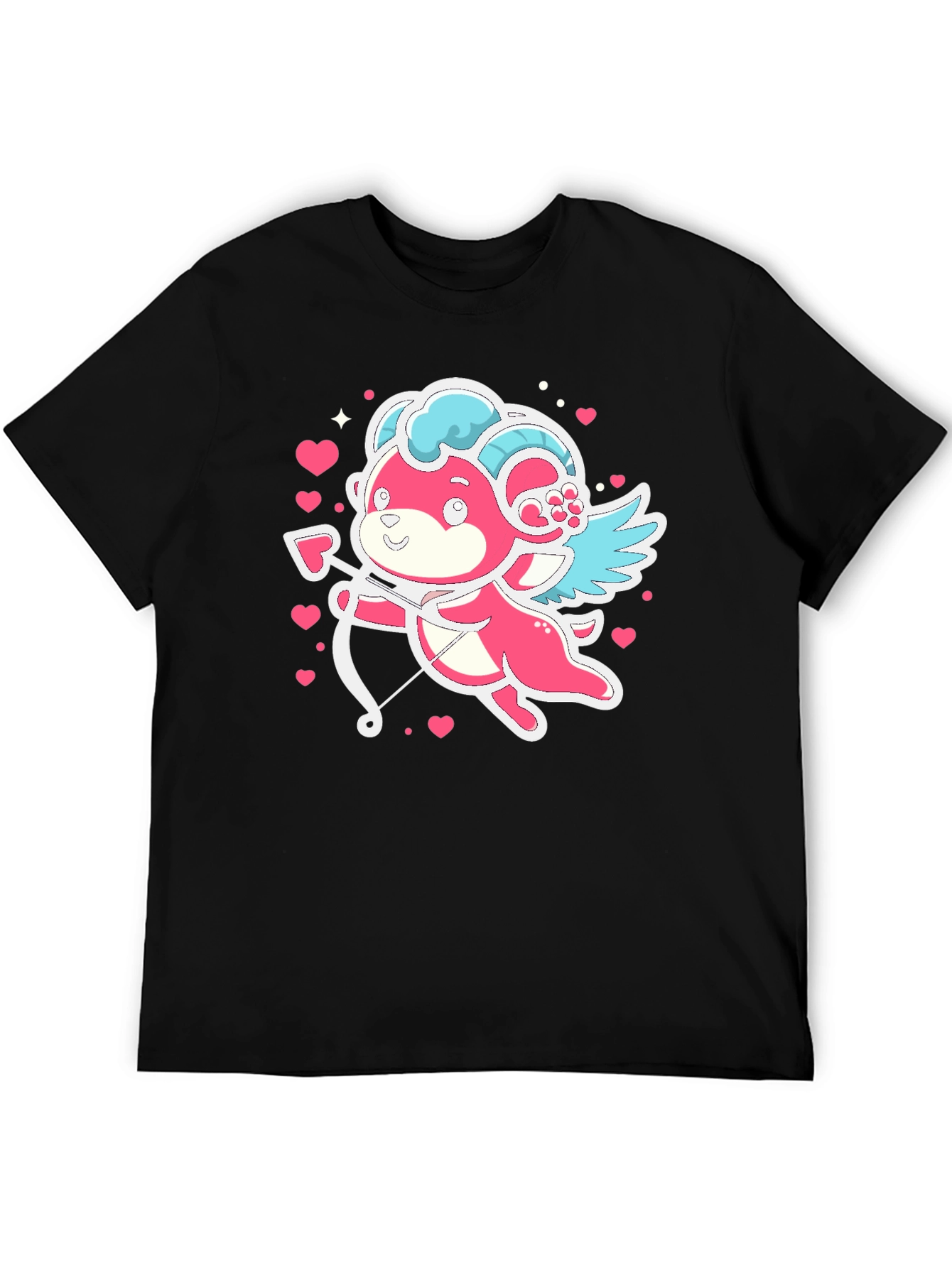 Cupid Bear Graphic Tee - Black Cotton Blend