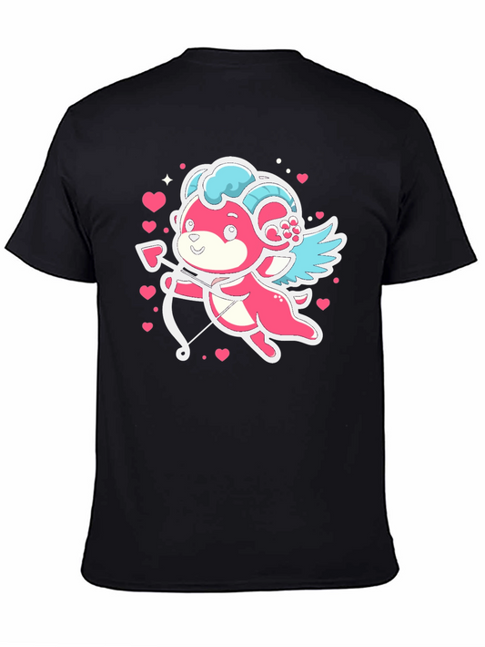 Cupid Bear Graphic Tee - Black Cotton Blend